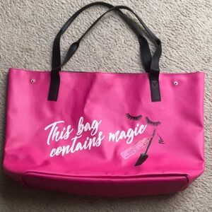 LIPSTICK PINK”THIS BAG CONTAINS MAGIC” LARGE LEATHER TOTE BAG/NEW